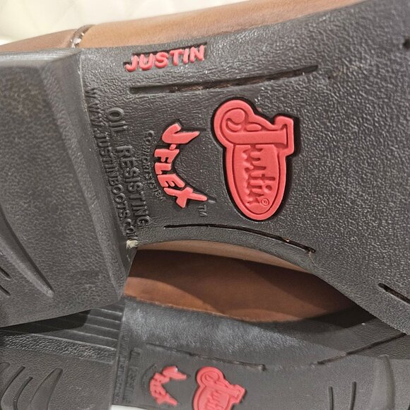 Justin Womens Brown Leather Western Boots With Embroidered Design Size 9 B Durab - Picture 11 of 11